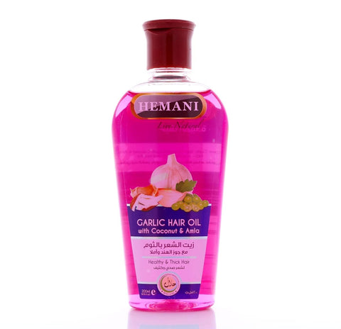 Hemani Hair Oil 200mL (6.76 FL OZ) Natural Solution for Strong and Shiny Hair (Garlic with Coconut & Amla)