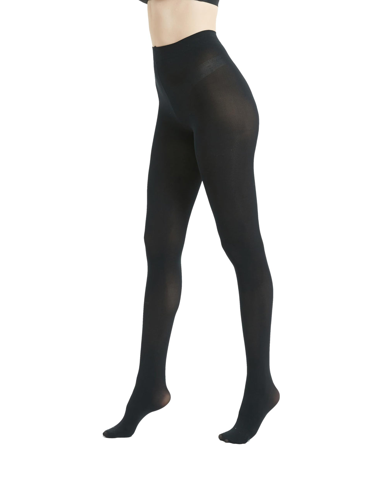 CACCICO 80D Semi Opaque Tights for Women Stretchable High Waist Womens Stockings Soft Pantyhose with 20+ Colors, Black, L/XL