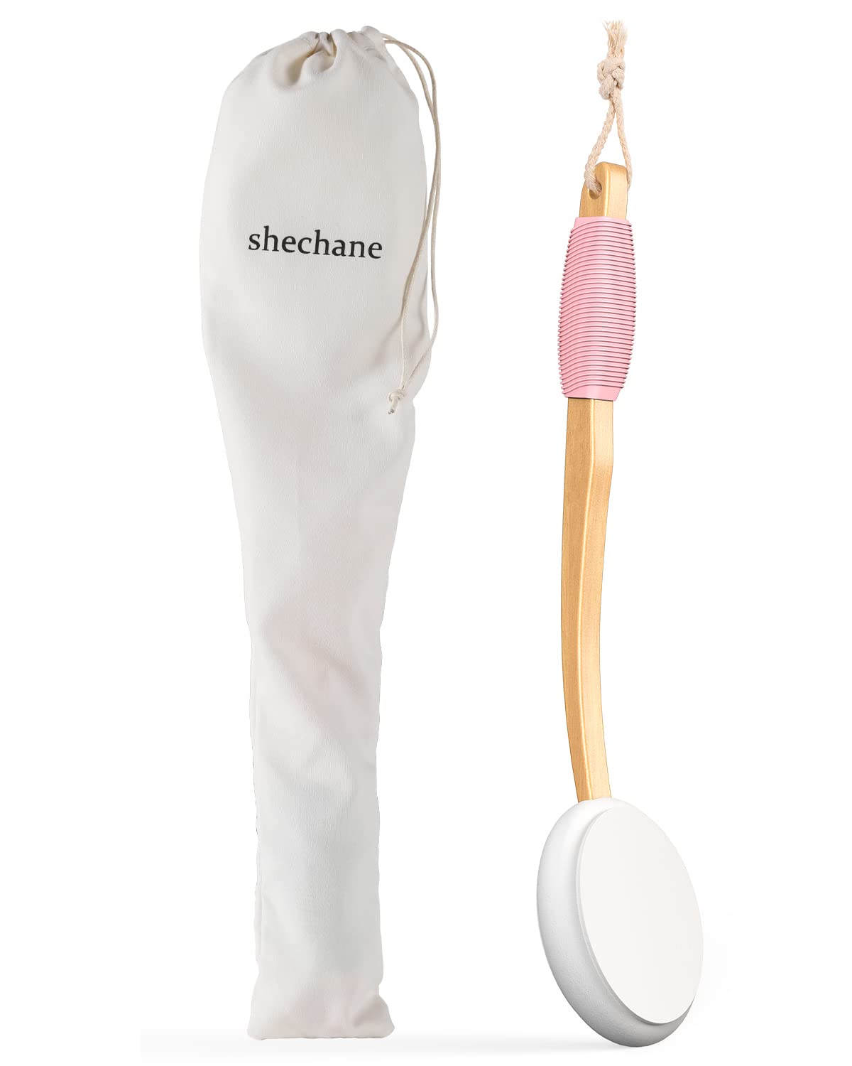 Shechane 17-inch Lotion Applicator for Back, Long Curved Sunscreen Applicator, Easy Back Applicator for Self-Tanning, Skin Cream, Acne, Elderly Aid. (Pink)