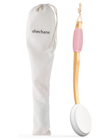 Shechane 17-inch Lotion Applicator for Back, Long Curved Sunscreen Applicator, Easy Back Applicator for Self-Tanning, Skin Cream, Acne, Elderly Aid. (Pink)