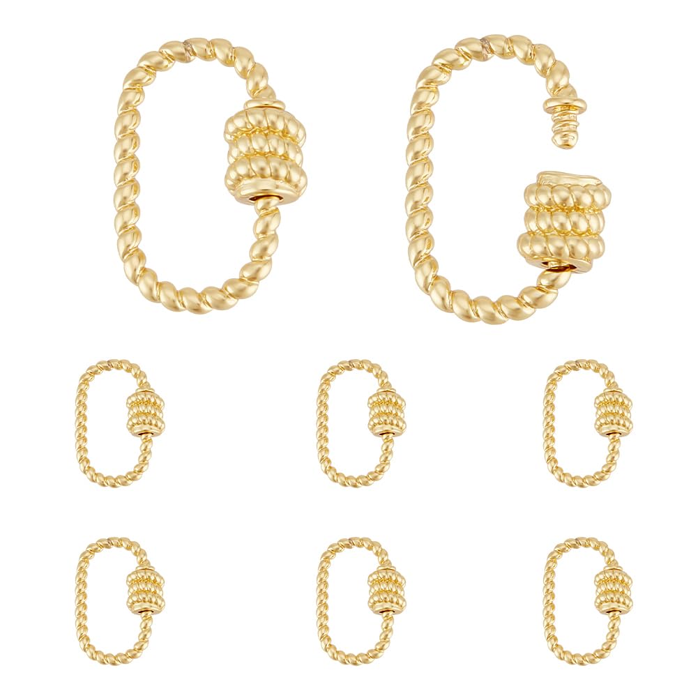UNICRAFTALE 6pcs Golden Screw Carabiner Lock Brass Screw Lock Clip Clasps Lock Key Carabiner Clasp Metal Keychain Clip Hook Quick Link for Jewelry Making Handbag Accessory