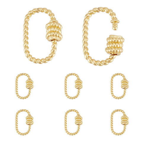 UNICRAFTALE 6pcs Golden Screw Carabiner Lock Brass Screw Lock Clip Clasps Lock Key Carabiner Clasp Metal Keychain Clip Hook Quick Link for Jewelry Making Handbag Accessory