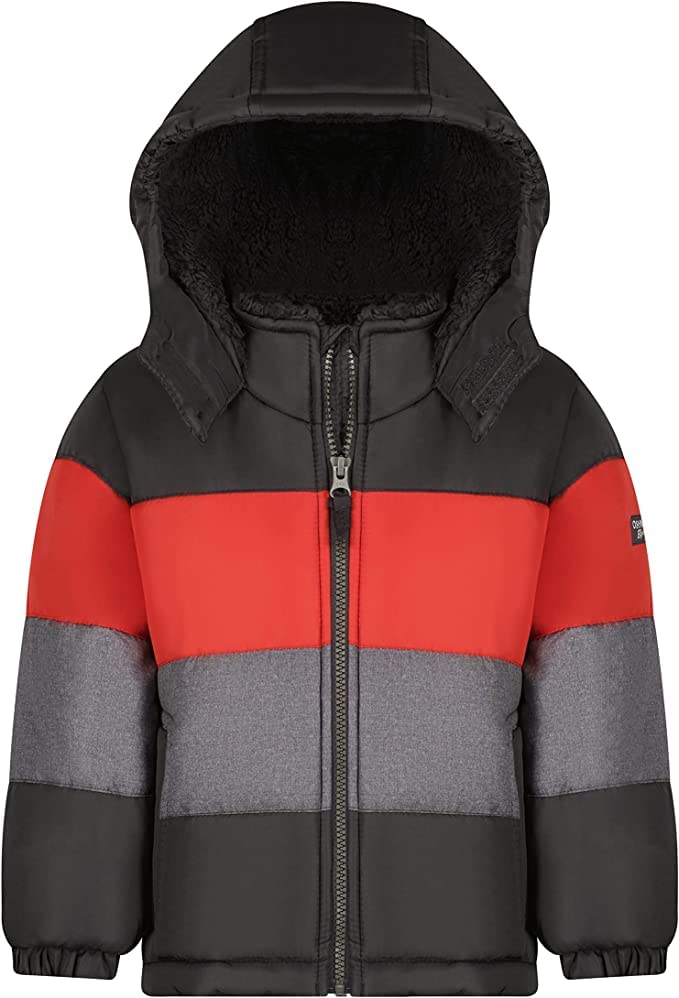 OshKosh B'Gosh Boys' Toddler Heavyweight Winter Jacket with Sherpa Lining, Grey, 3T