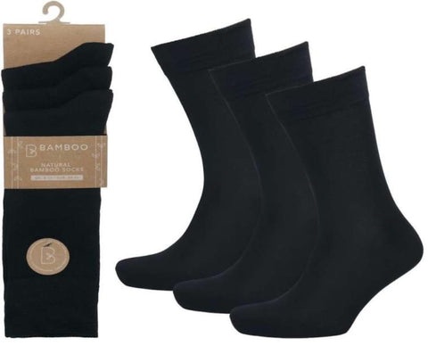 OnlyBee Mens Plain Black Bamboo Socks 3 Pairs