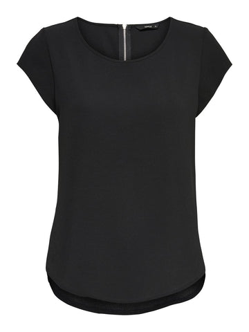ONLY Women's Solid Short Sleeve Blouse, Basic Round Neck, T-Shirt Top, ONLVIC, Colours:Black, Size:42