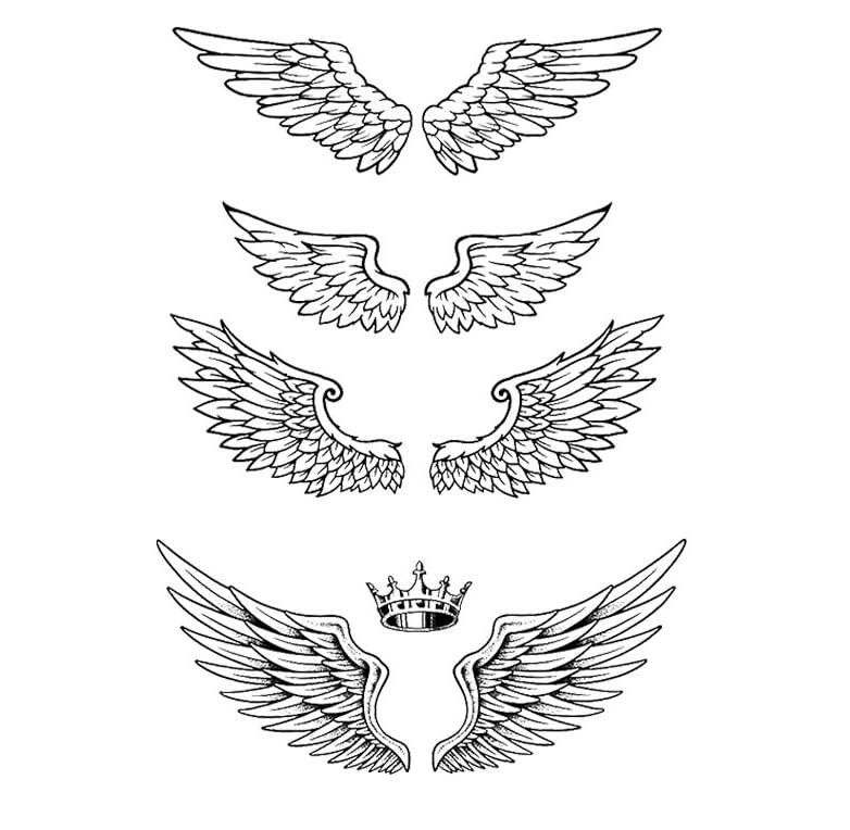 5 Pieces Of Angel Wings Herbal Tattoo Stickers Waterproof Long-Lasting High-Grade Semi-Permanent