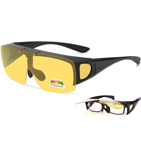 Musivon Night Driving Over Prescription Glasses - Polarized Anti Glare Night Vision Glasses for Men Women