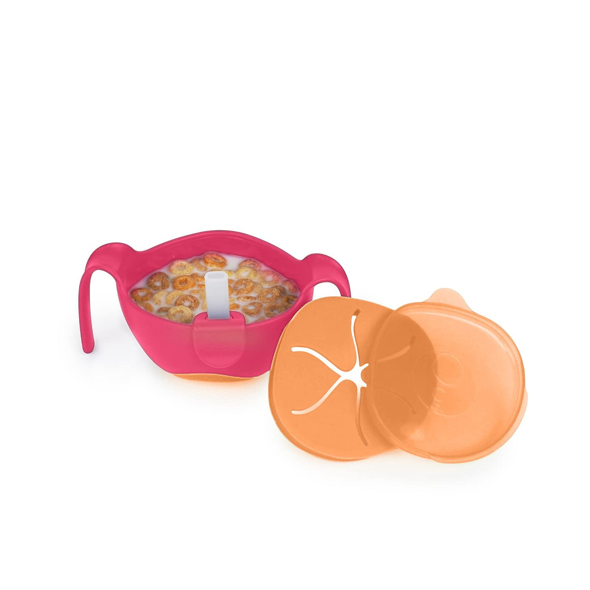 b.box XL Bowl with Lid and Straw | 12 Months + | Color: Strawberry Shake | 17 oz. | BPA- | Phthalates & PVC | Dishwasher & Microwave Safe