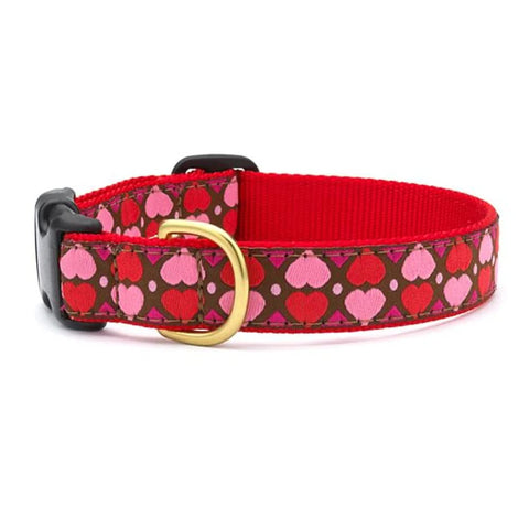Up Country Valentine and Hearts Pattern Dog Collars and Leashes (All Hearts Dog Collar, X-Small (6 to 12 Inches) 5/8 Inch Narrow Width)