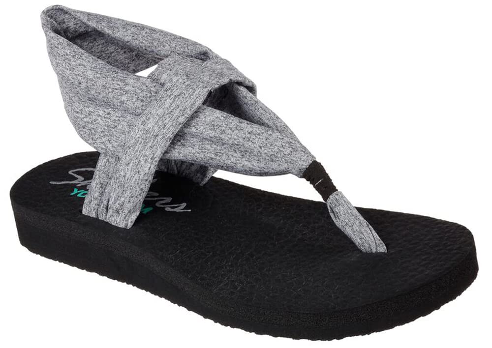 Skechers Women's Meditation Studio Kicks Slingback Yoga Flip-Flop, Grey, 7 Wide
