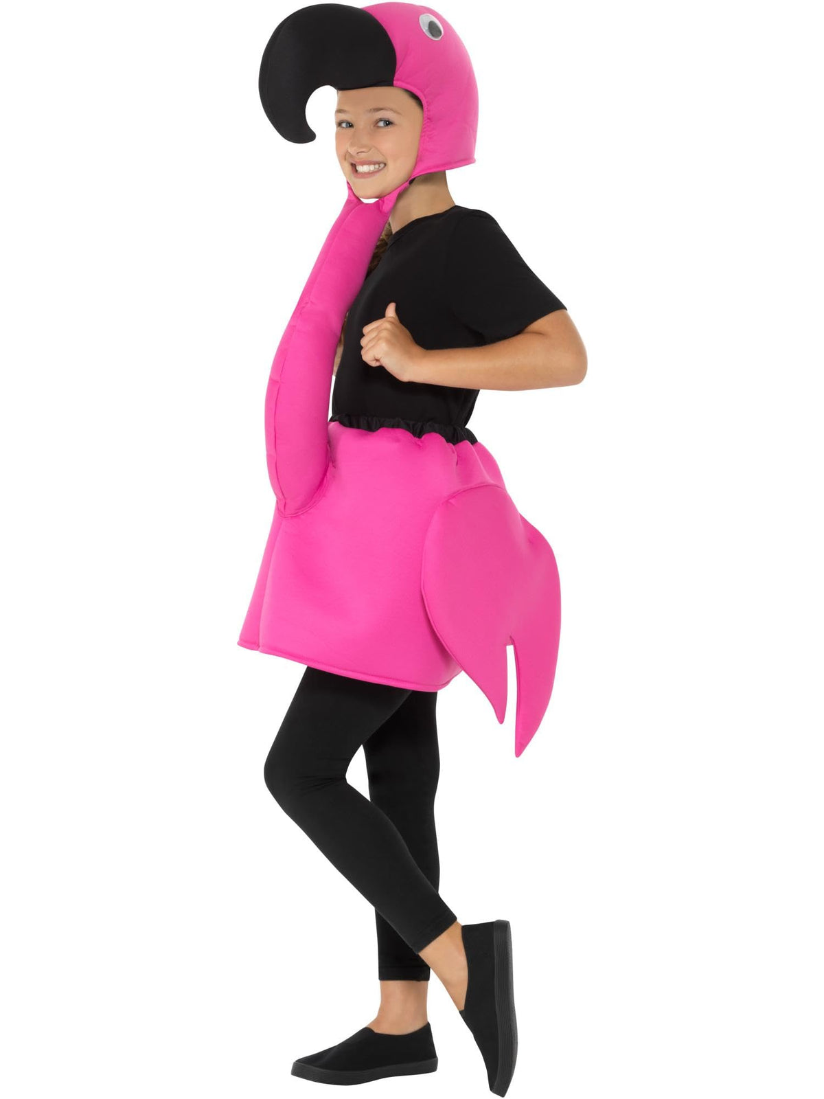 Smiffys Kids Flamingo Costume, Pink with Tabard & Hooded Neckpiece, Children's Animal Fancy Dress, Animal Dress Up Costumes