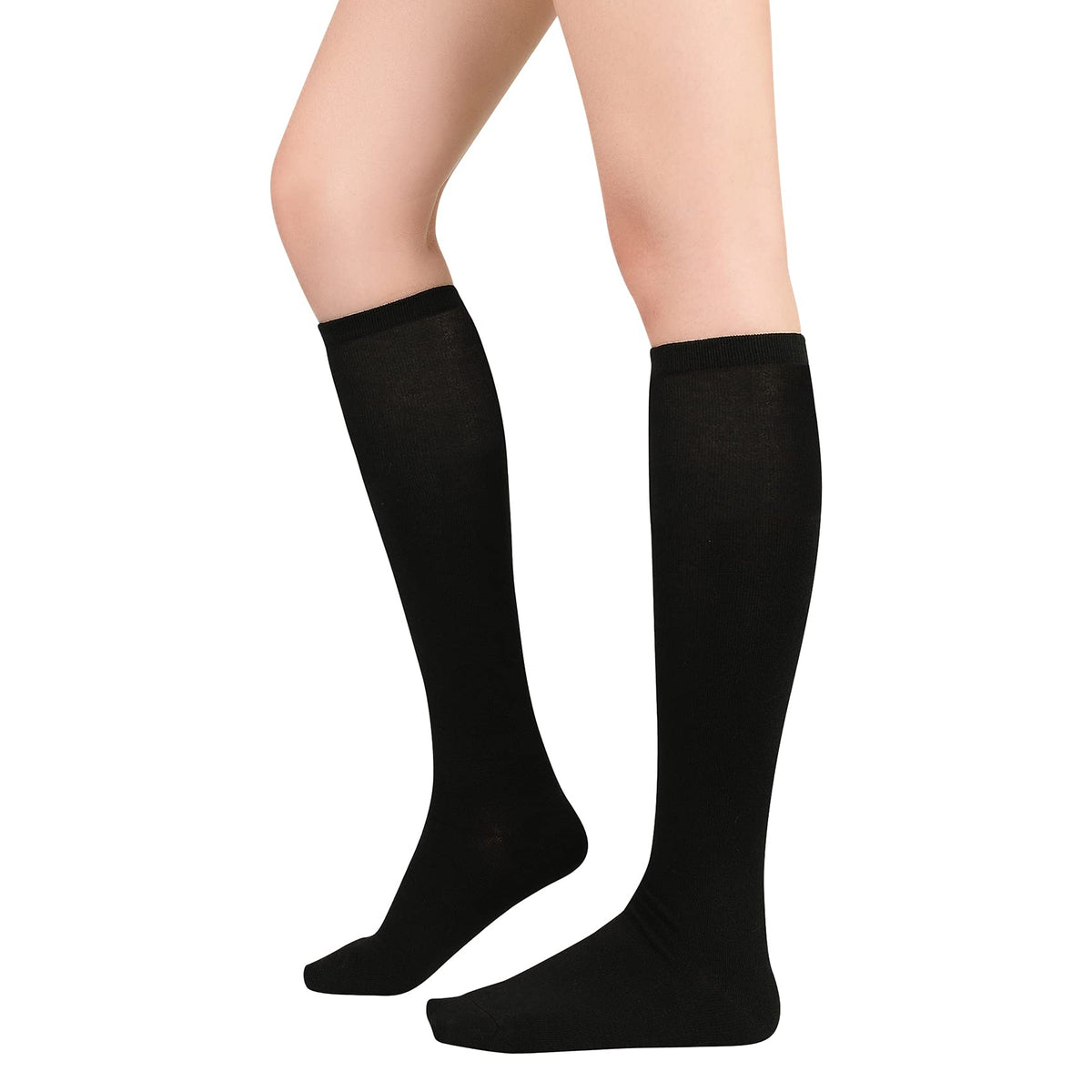 Durio Knee Stockings Women's Winter High Socks Women's Thermal Long Stockings Women's Warm Long Socks One Size, Pure Black, One size