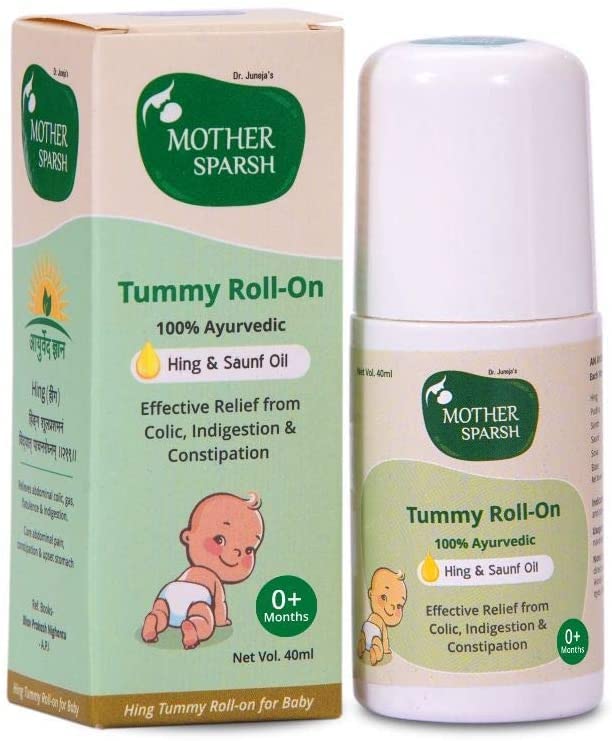 Tummy Roll On for Baby, Colic Relief and Digestion, 100% Ayurvedic, Hing & Saunf,