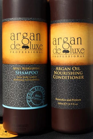 Argan De Luxe 100% Pure Organic Moroccan Argan Oil Nourishing MINT Shampoo & Conditioner 500ml (Shampoo+Conditioner 500ml) by Argan Deluxe