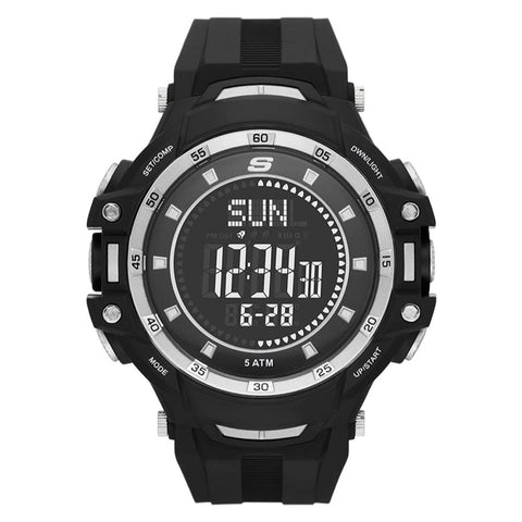 Skechers Men's Grandpoint Digital Compass Watch, Color: Silver/Black (Model: SR1140)
