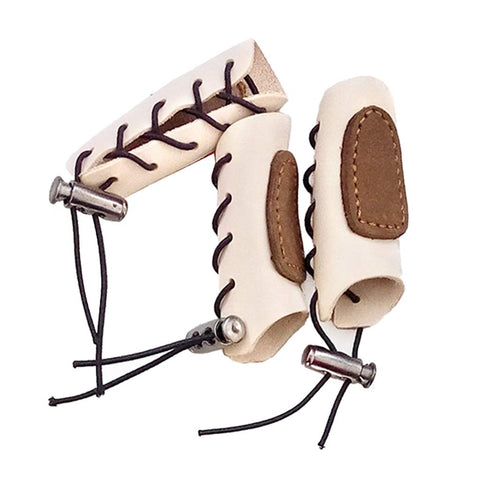 CUTICATE Cow Leather Three Finger Archery Gloves, Finger Tab Guard Strap, Adjustable, for Men Women Outdoor Target Hunting Outdoors