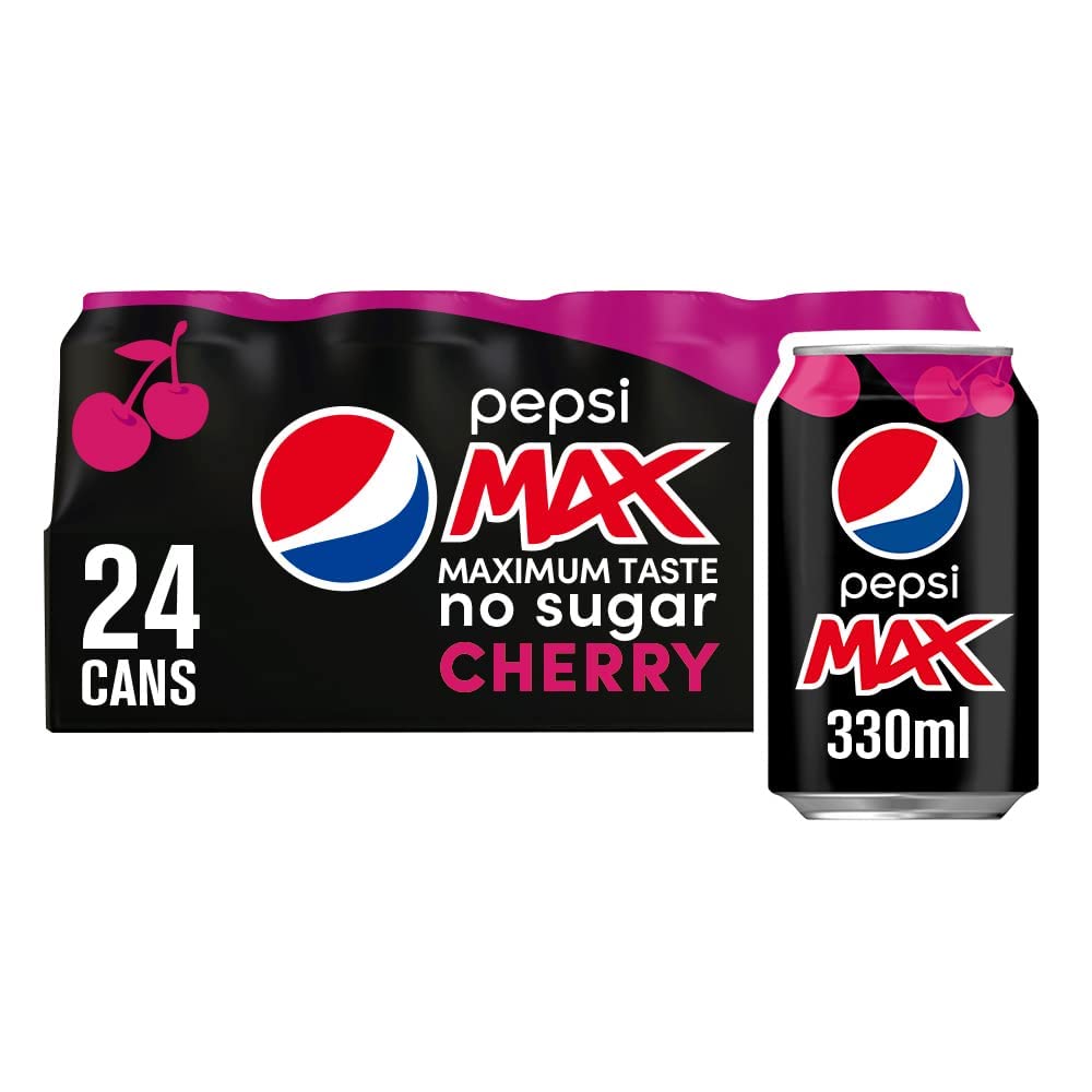 Pepsi Max Cherry No Sugar Cola Cans 24 x 330ml