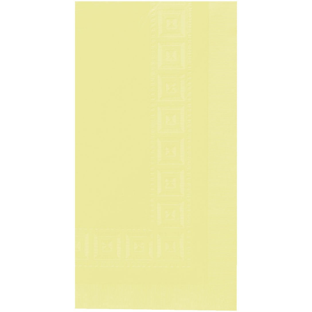 Disposable 3 Ply Paper Table Cover Fits 8' Tables, 53 x 108", Light Yellow