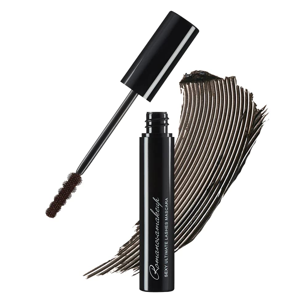 Sexy Ultimate Lashes BROWN Mascara FULL-SIZE, Nourishing, Long-lasting, Super Length, Naturally Brown Boost & Thick by Romanovamakeup. Gentle, Easy to use Mascara for Girls and Women.