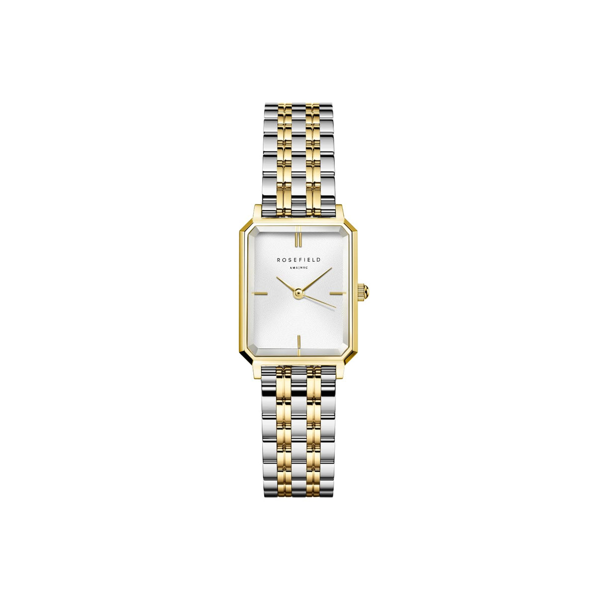 Rosefield OWDSG-O62 Women's Quartz Watch - 19.5 x 24 mm - Black Dial - Gold Steel Strap, Bracelet
