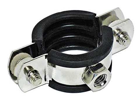 Stainless steel pipe clamp V4A with rubber inserts 40 - 43 mm, 1 1/4 in