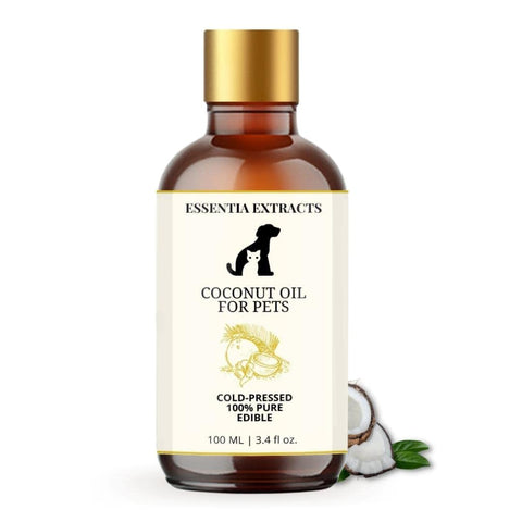 ESSENTIA EXTRACTS Virgin Coconut Oil for Pets- Cats & Dogs | Cold Pressed, 100% Pure & Natural | Strengthens Immunity | for Healthy, Shiny Fur & Coat (100ML) (100ML)