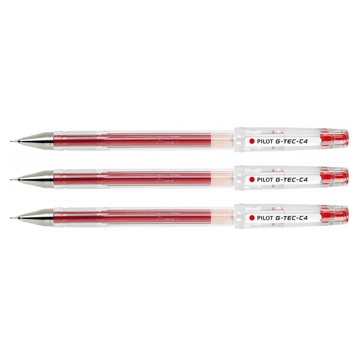 Pilot G-TEC-C4 Gel Ink Rollerball Pens Ultra Fine Red Pack of 3aa