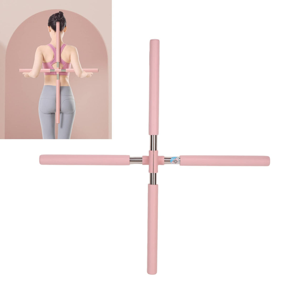Luqeeg Posture Corrector for Adult and Kids, 2pcs Removable Posture Training Sticks Yoga Stretching Stick, Neck Hump Corrector Back Brace for Men Women, Improves Slouch, Prevent Humpback(pink)