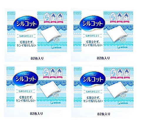 Unicharm Silcot Facial Cotton 82 Sheets x 4 Packs