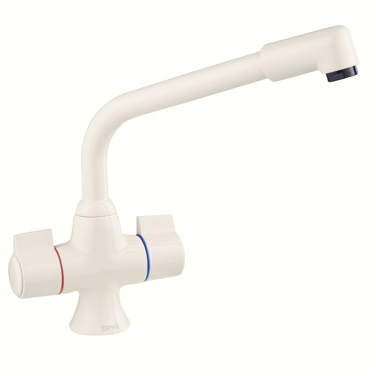 Deva SMS172/004 Sauris Kitchen Mono Sink Mixer Tap Beige Finish | Dual Flow | 360Â° Swivel Spout | Large Easy Use Hot & Cold Handles | for Double Or Single Basin | 12 Year Warranty