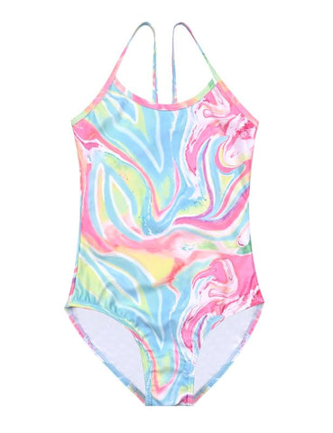 Tie Dye Colorful Swimsuits Girls Kids 10 11 One Piece Bathing Suits Swim Wear