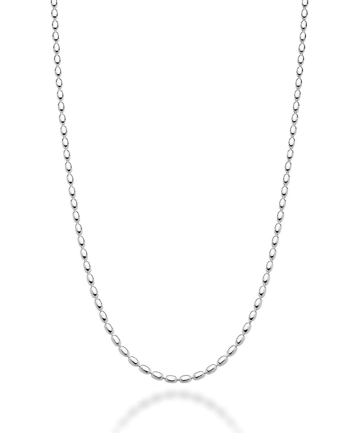 Miabella Italian 925 Sterling Silver Oval Bead Ball Chain Necklace Made in Italy (Length 18 Inches (women's average length))
