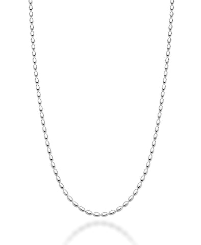 Miabella Italian 925 Sterling Silver Oval Bead Ball Chain Necklace Made in Italy (Length 18 Inches (women's average length))