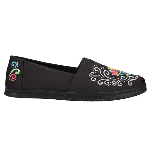 TOMS Womens Alpargata Floral Slip On Flats Casual - Black - Size 6 B