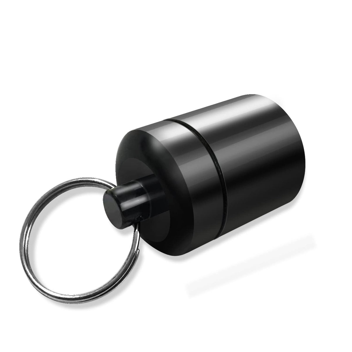 FULLGUEEN Pill Holder Keychain Container,Portable Aluminium Alloy Waterproof Pill Boxes for Purse Pocket,Small Pill Cases for Outdoor Travel Camping Daily Use-Black