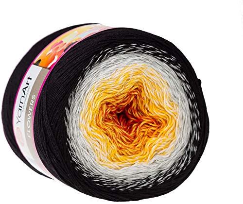 Yarn Art Flowers Yarn 55% Cotton 45% Acrylic 250gr 1094yds Multicolor Cotton Yarn Rainbow Crochet Yarn Spring Summer 2 Sport Yarn (259)