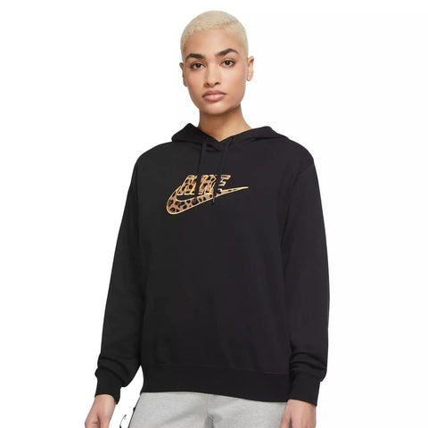 Nike Women's Sportswear Black/Animal Printed Leopard Graphic Futura Hoodie - S