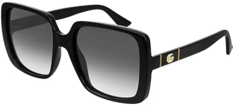 Gucci Casual Round Sunglasses, Black-Black-Grey, 56