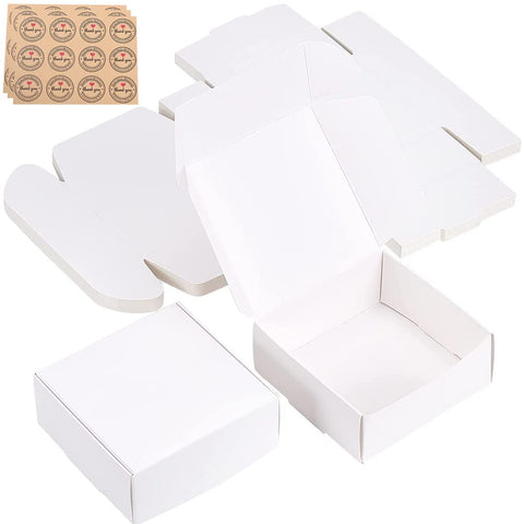 Aieraczy 30 Pieces Kraft Paper Gift Boxes, Candy Box, Party Treat Boxes, Decorative Gift Wrap Boxes, Present Boxes, 7.5 x 7.5 x 3cm Packaging Box for Birthdays Party, Weddings, Christmas, White