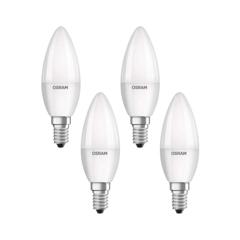 OSRAM LED Base Classic B / LED-lamp in candle shape with E14-base / not dimmable / replacement for 40 Watt / Matt / cool white - 4000 Kelvin, 4 Count (Pack of 1)
