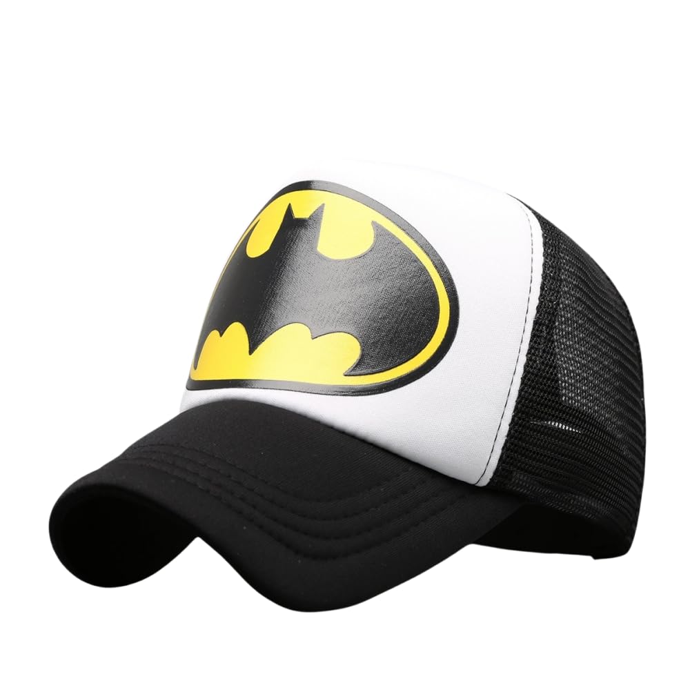 FASHION YO Kids Cotton Baseball Cap Spider Man Hat for Boys, Boys Caps Perfect for Outdoor Sunny Days Sun Hat 3+ Years (Polyester Fabrics, Batman)