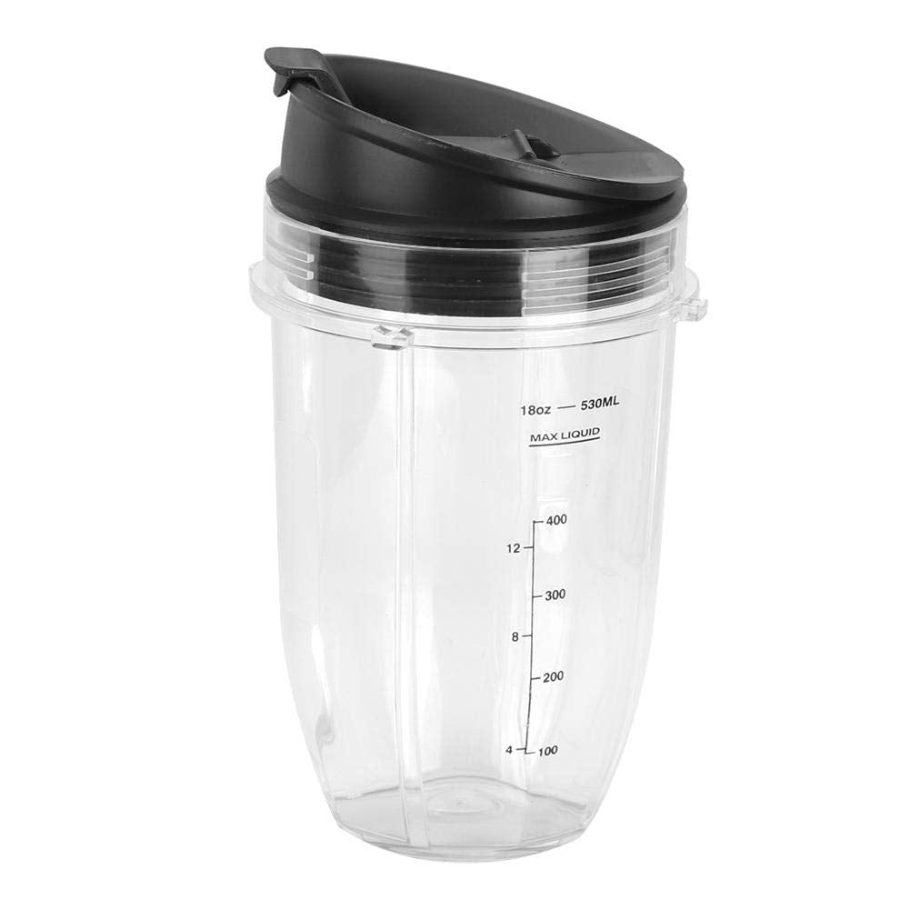 Ymiko Ninja Blender Cups, Cup + Lid Blender Part Kit for 900W 1000W Blender Accessory Replacement Parts (18Oz Small Cup) Travel Mug Flip Top to Go Lid Juicer Cup Replacement Parts