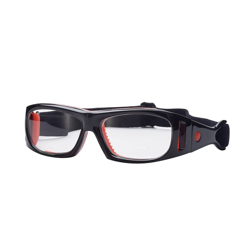 Prescription RX Sport Goggles Football Cycling Sports Ski Safety Basketball Glasses Detachable Can Put Diopter Lens (Black red adult)