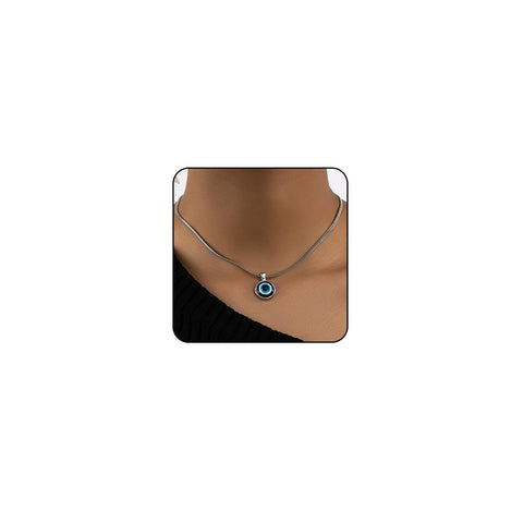 ONBRIG Silver Evil Eye Necklace for Women Silver Hamsa Necklace for Women Blue White CZ Eye Third Eye Necklace Ojo Turco Lucky Protection Jewelry (3-3Silver-Eye)