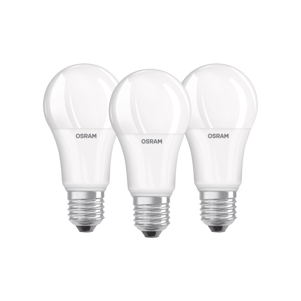 OSRAM LED Base Classic A / LED-lamp in bulb shape with E27-base / not dimmable / replacement for 100 Watt / Matt / warm white - 2700 Kelvin / pack of 3