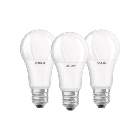 OSRAM LED Base Classic A / LED-lamp in bulb shape with E27-base / not dimmable / replacement for 100 Watt / Matt / warm white - 2700 Kelvin / pack of 3