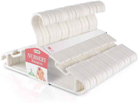 ilauke 36 Pack White Plastic Nursery Hangers, Ultra Thin Space Saving Baby Hangers Nonslip Tubular Hangers
