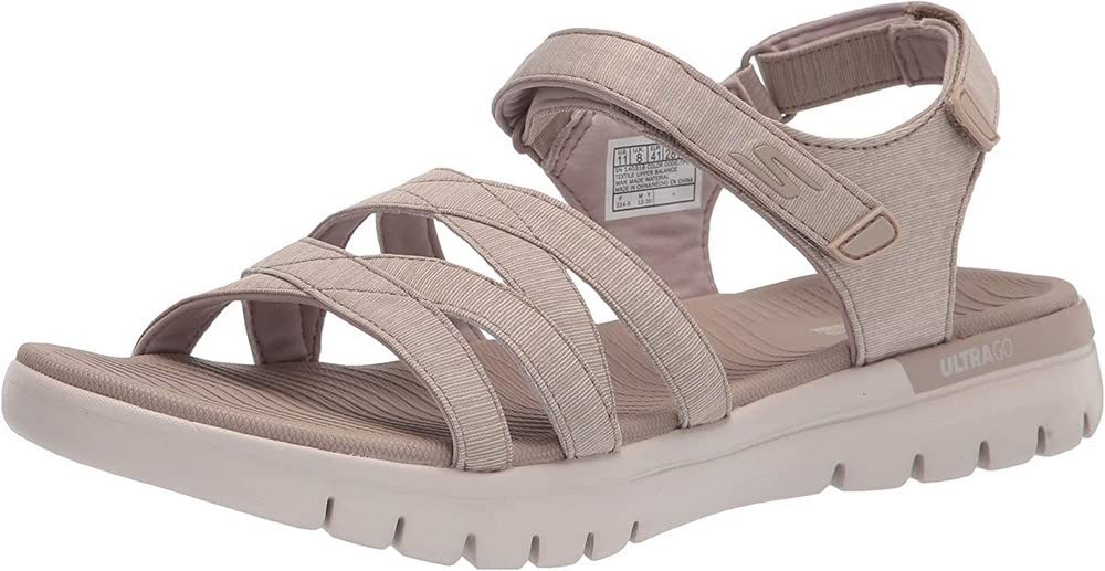 Skechers Women's Ankle Strap Fisherman Sandal, Taupe, 10