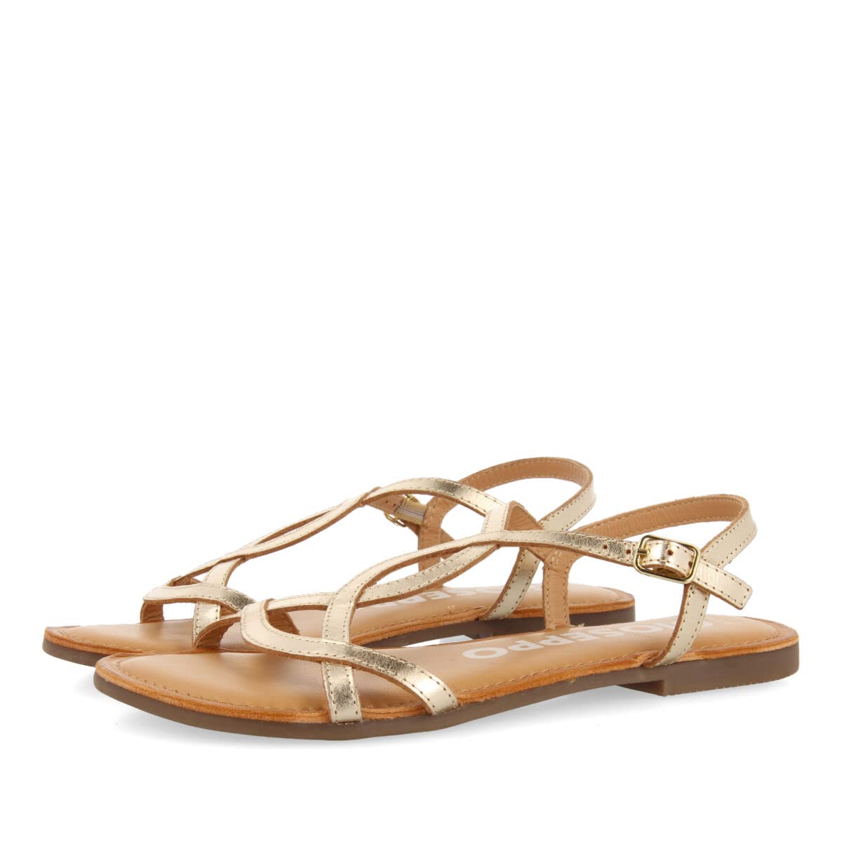 GIOSEPPO Women's Ankle-Strap Sandal, Gold, 8.5