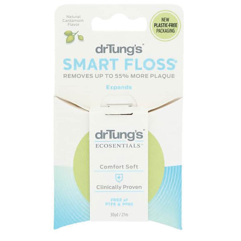 DrTung's Smart Floss - Natural Floss, PTFE & PFAS Free Floss, Gentle on Gums, Expands & Stretches, BPA Free Floss - Natural Dental Floss Cardamom Flavor (Pack of 1)